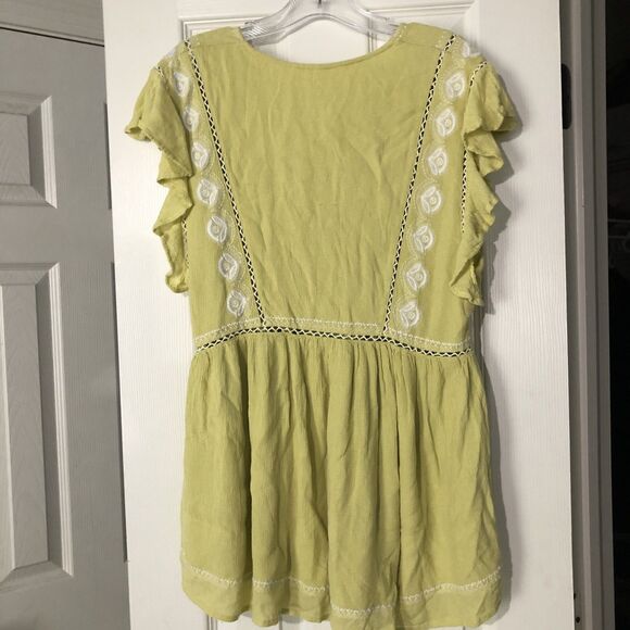 Free People Sz Medium Falling Water‎ Babydoll Embroidered Tunic Top Boho Y2K - Picture 7 of 10